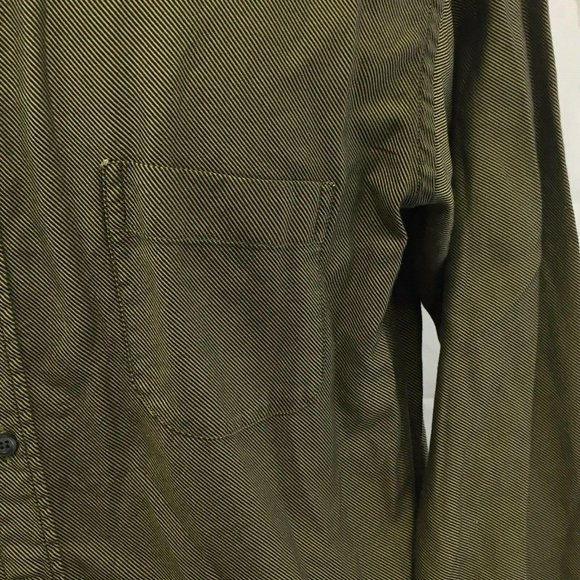 INGRAM Mens Casual Button Shirt L Italian L/S Brown Black Stripe Pocket Large - Picture 6 of 12